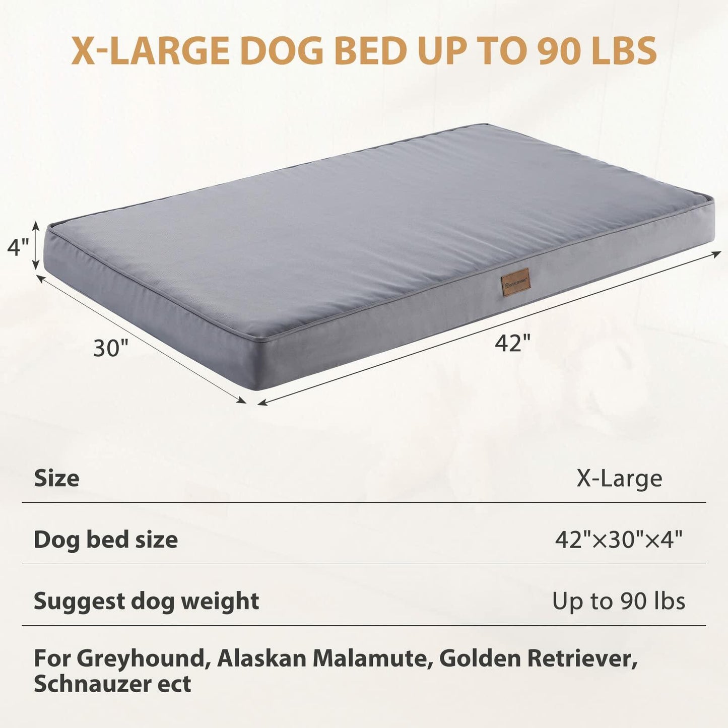 Grey Waterproof Dog Bed | Orthopedic Egg Pet Crate Mat
