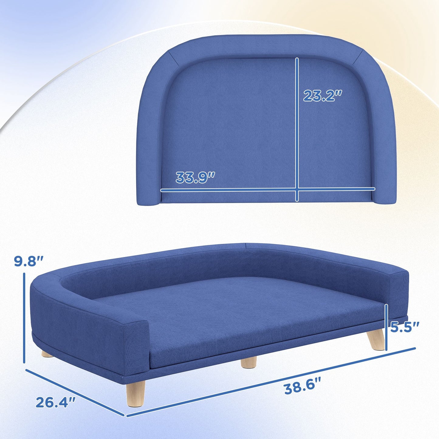 Pet Couch | Luxury Sofa Bed for Large Dogs | Blue PawHut Dog Bed