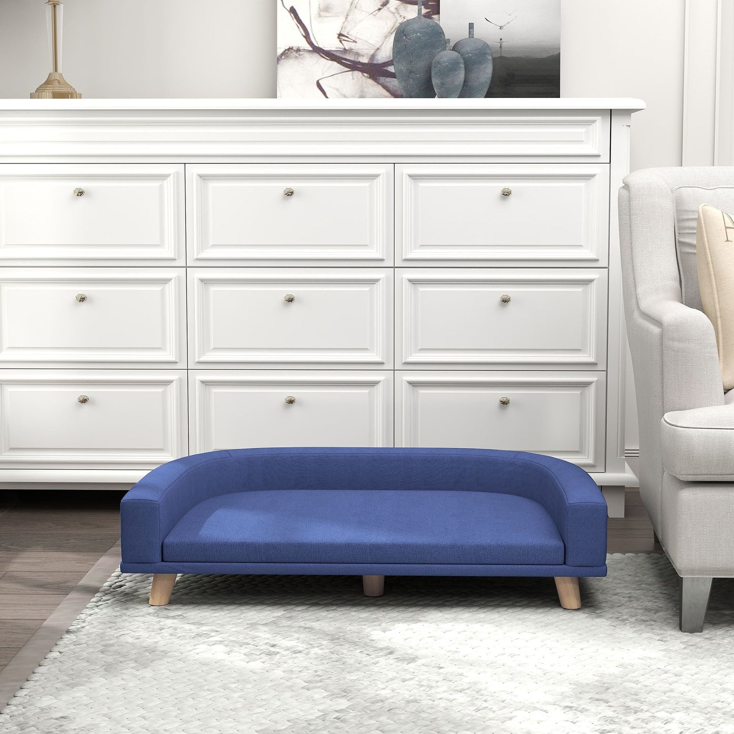 Pet Couch | Luxury Sofa Bed for Large Dogs | Blue PawHut Dog Bed