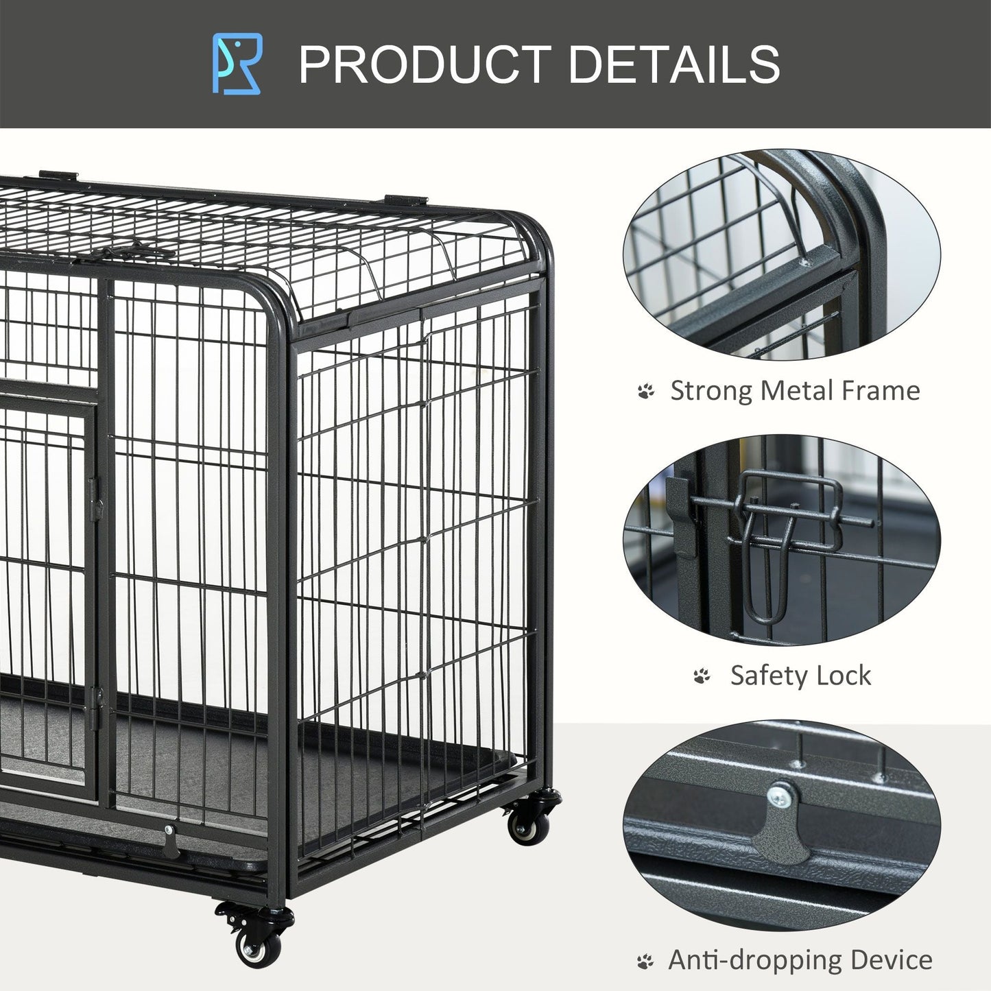 The "Easy-Roll" Kennel: 37" Heavy Duty Metal Dog Crate with Top Access