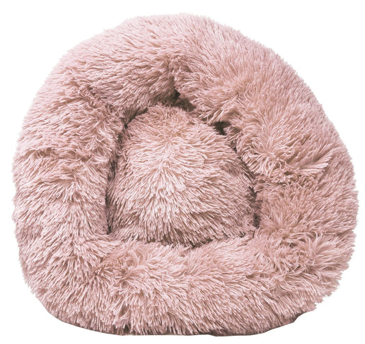 Round Plush Dog Bed | Pet Calming Donut Nest by Pet Life | Medium & Large