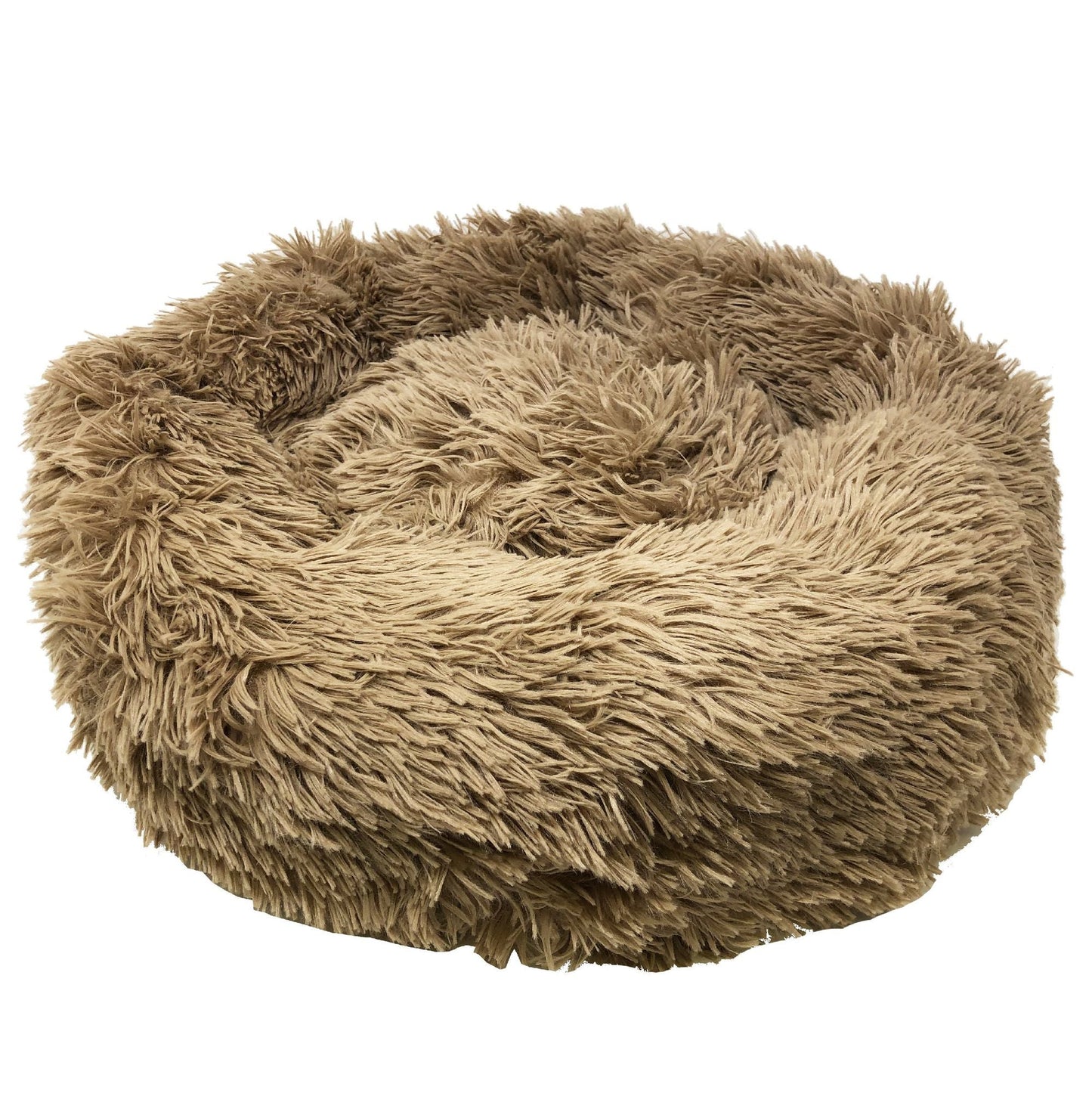 Round Plush Dog Bed | Pet Calming Donut Nest by Pet Life | Medium & Large