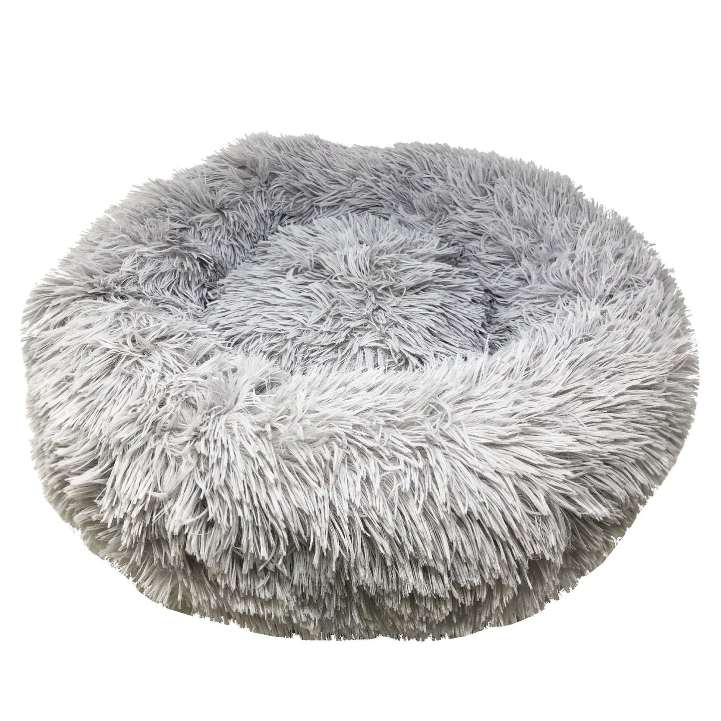 Round Plush Dog Bed | Pet Calming Donut Nest by Pet Life | Medium & Large
