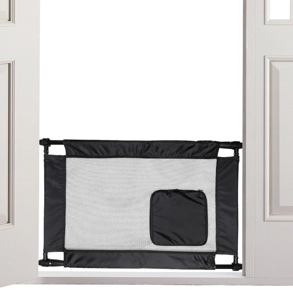 Travel Pet Gate with Zippered Door, Collapsible Nylon Mesh Porta Gate, 23.62–35.43 in
