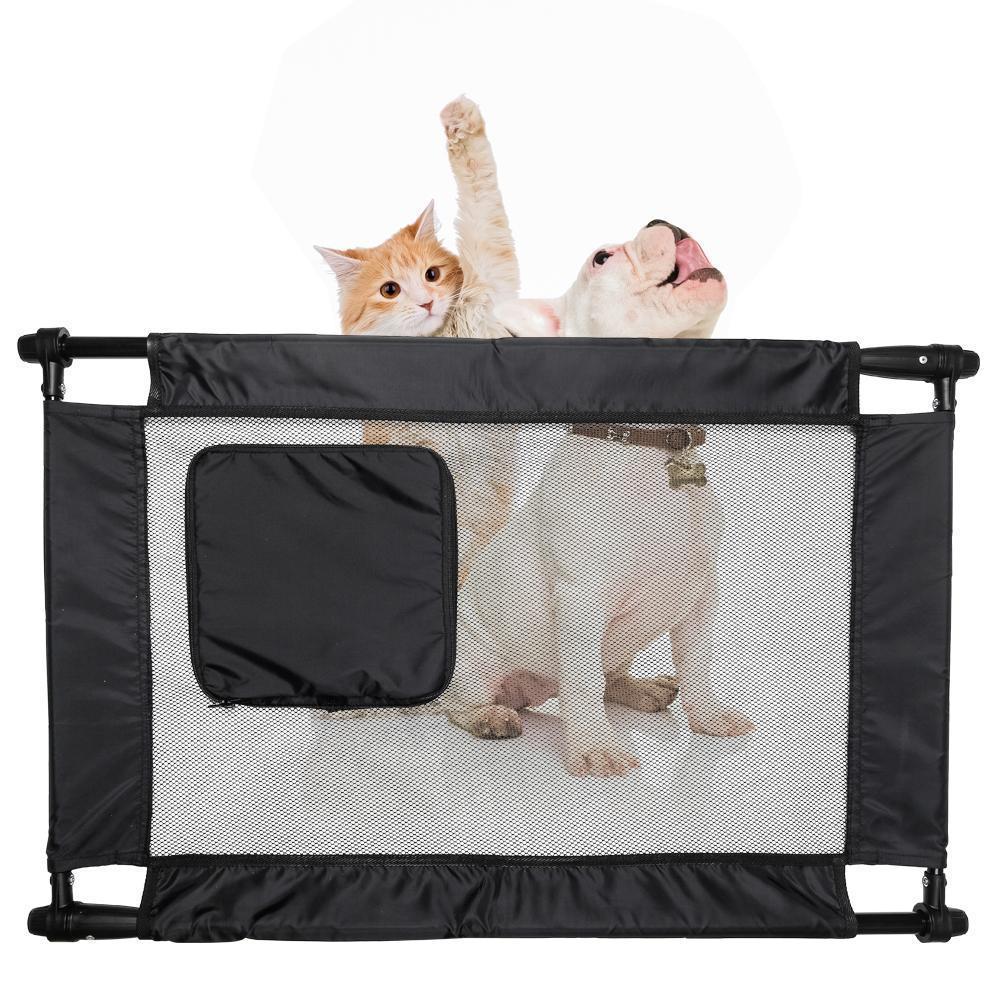 Travel Pet Gate with Zippered Door, Collapsible Nylon Mesh Porta Gate, 23.62–35.43 in