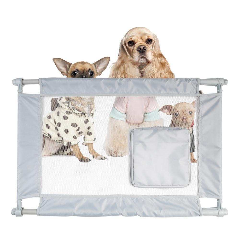 Travel Pet Gate with Zippered Door, Collapsible Nylon Mesh Porta Gate, 23.62–35.43 in