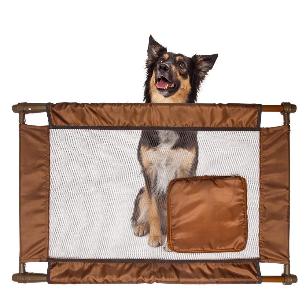 Travel Pet Gate with Zippered Door, Collapsible Nylon Mesh Porta Gate, 23.62–35.43 in