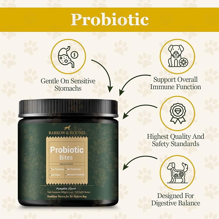 Probiotic Bites for Dogs: 6-Strain Gut Health and Digestive Support Soft Chews | 60 Count