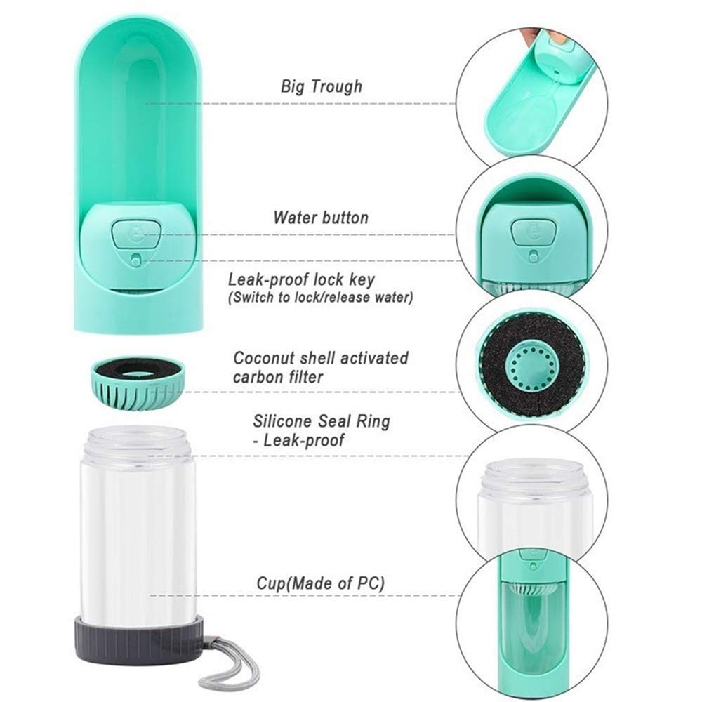 Dog Water Bottle With Activated Carbon Filter | Portable | 300ml