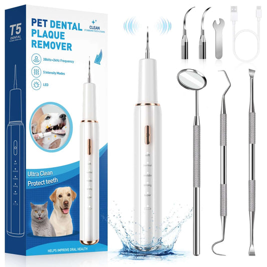 T5 Pet Ultrasonic Tooth Cleaner – Professional Dental Plaque & Tartar Remover for Dogs & Cats