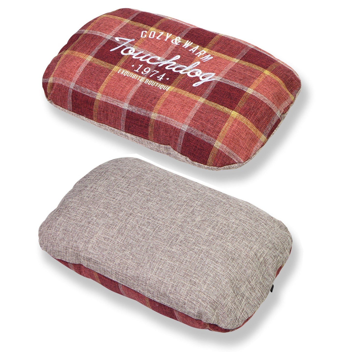 Plaid Oval Dog Bed | Water Resistant Pet Sofa | Machine Washable | M-L