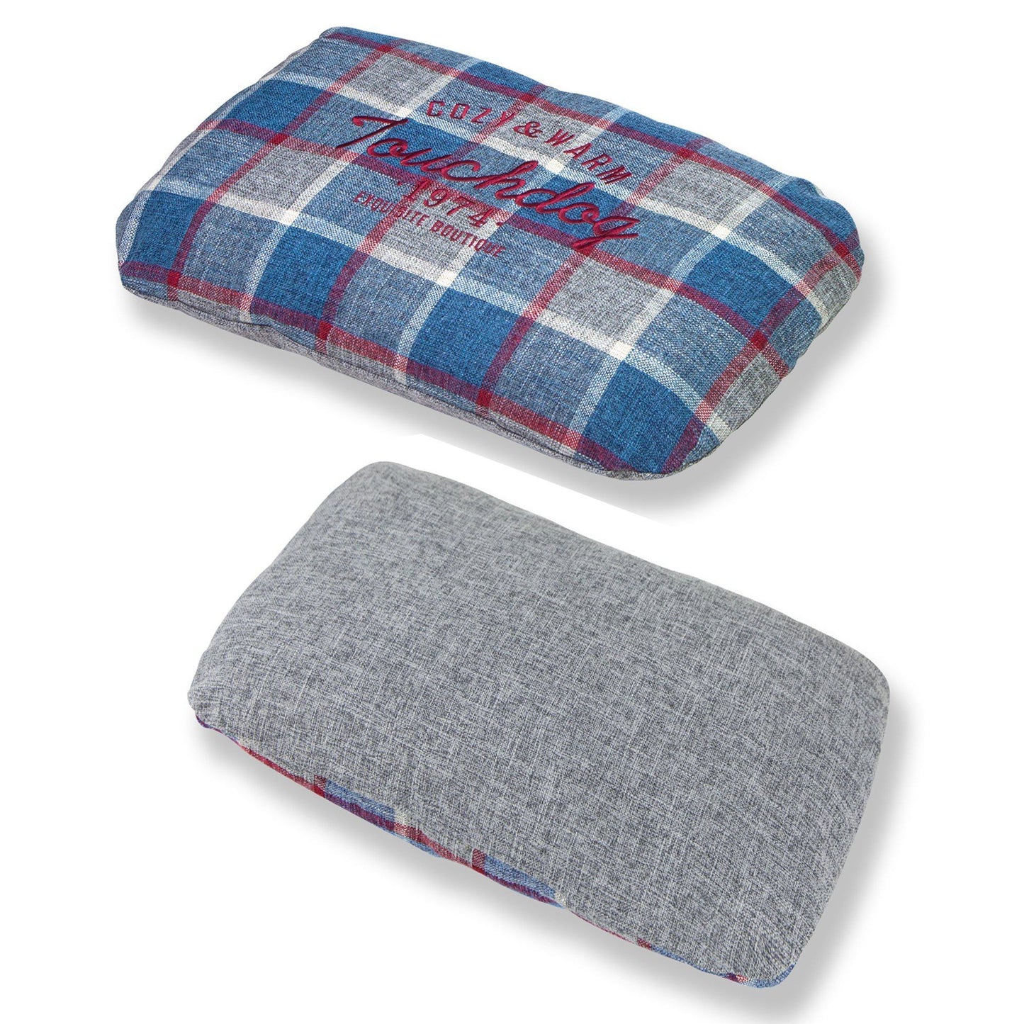 Plaid Oval Dog Bed | Water Resistant Pet Sofa | Machine Washable | M-L