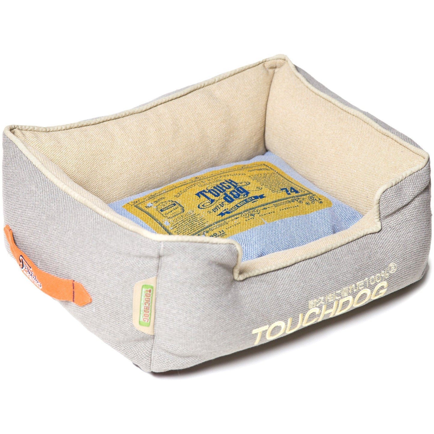 Rectangular Denim Dog Bed | Reversible Vintage Cotton Pet Sofa by Touchdog ®