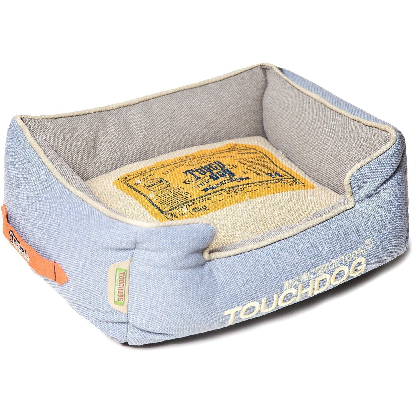 Rectangular Denim Dog Bed | Reversible Vintage Cotton Pet Sofa by Touchdog ®