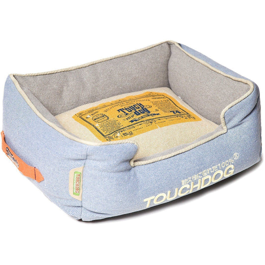 Rectangular Denim Dog Bed | Reversible Vintage Cotton Pet Sofa by Touchdog ®