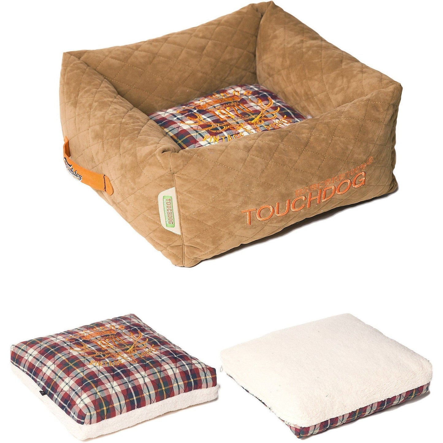 Touchdog ® Designer Dog Bed | Quilted Cotton-Fleece Pet Pillow