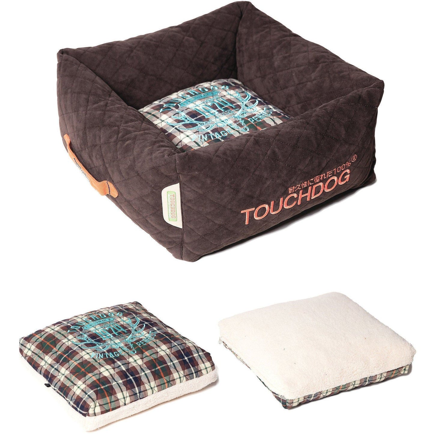 Touchdog ® Designer Dog Bed | Quilted Cotton-Fleece Pet Pillow