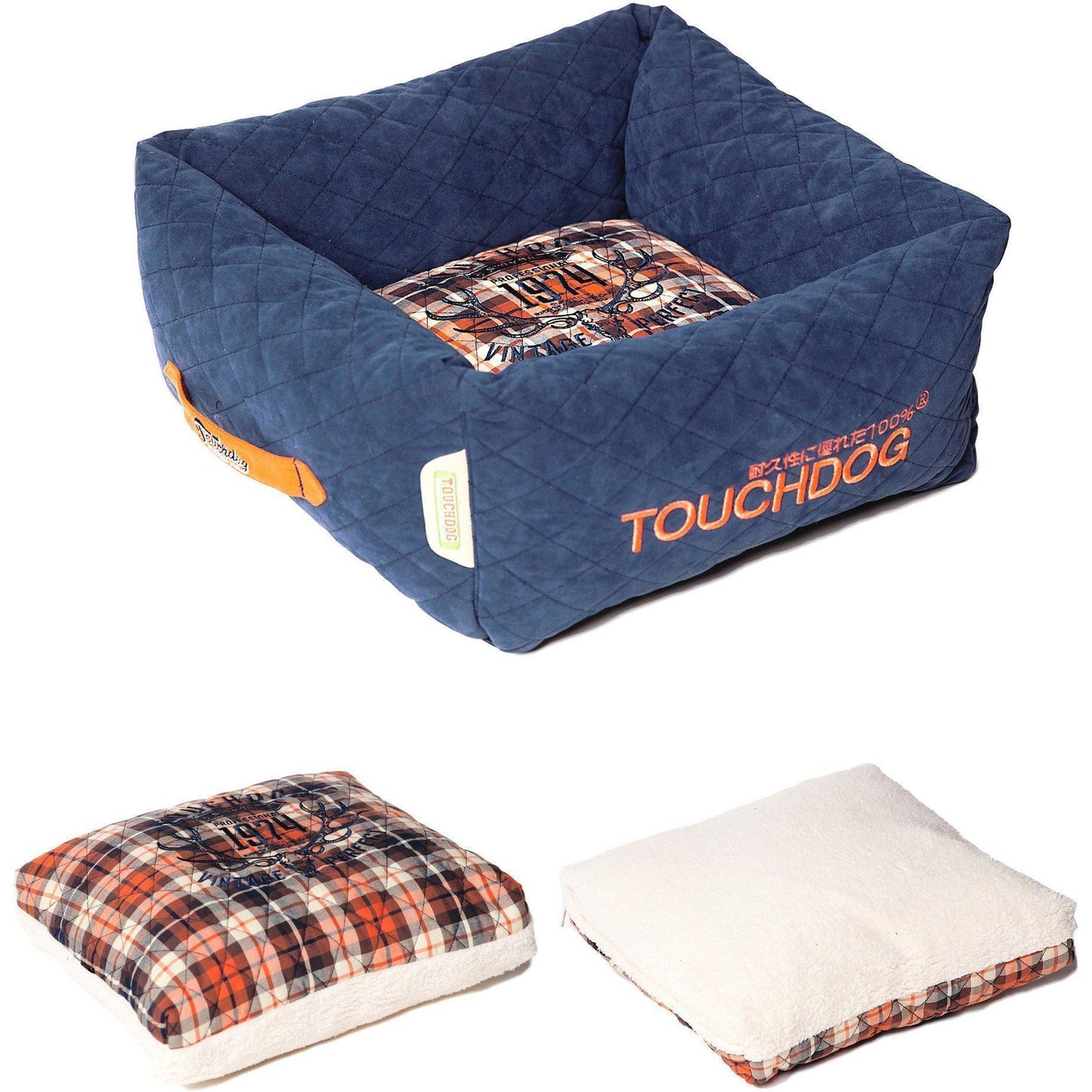 Touchdog ® Designer Dog Bed | Quilted Cotton-Fleece Pet Pillow
