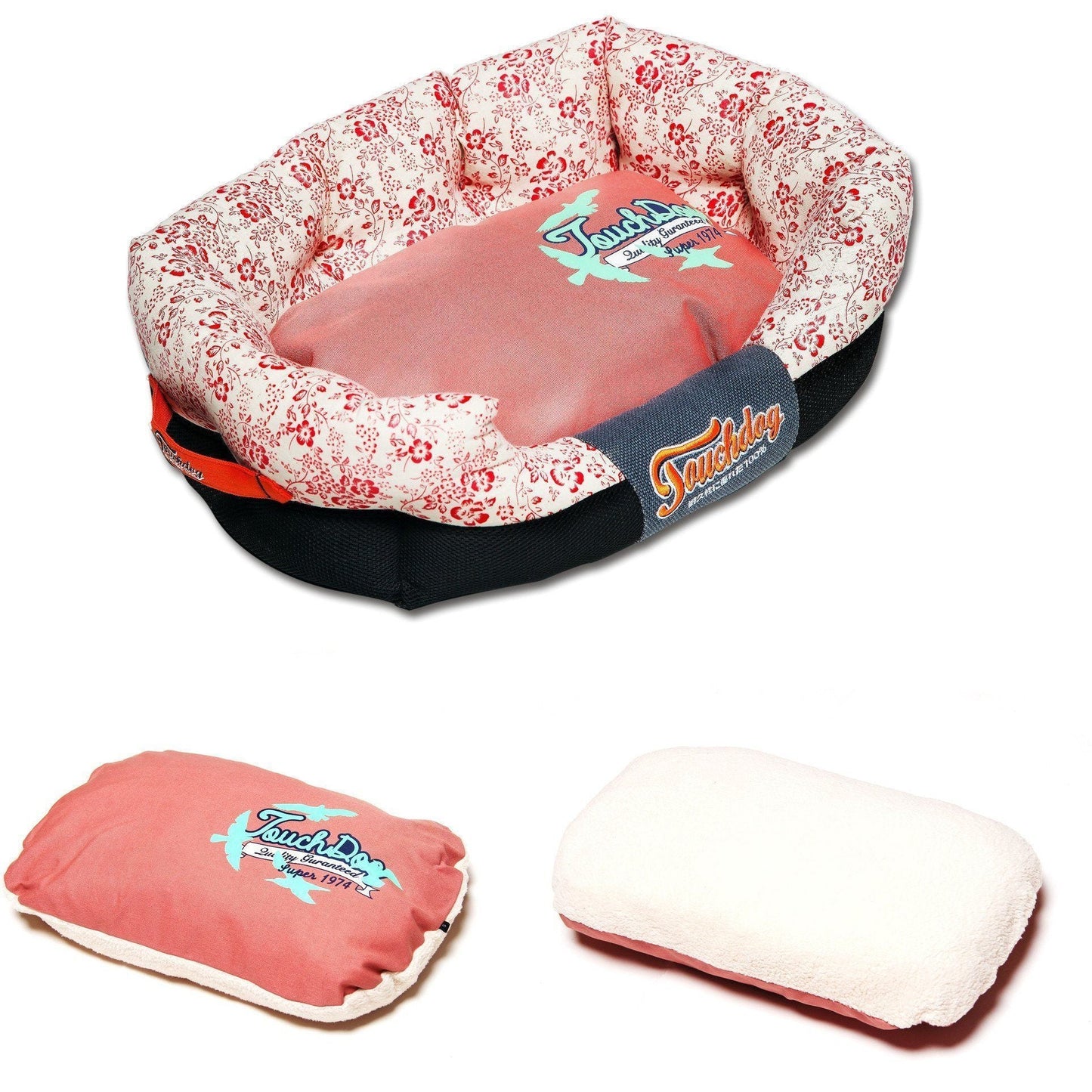 Designer Dog Bed | Touchdog ® Floral Ultra-Plush Rectangular Pet Mat  | Medium-Large