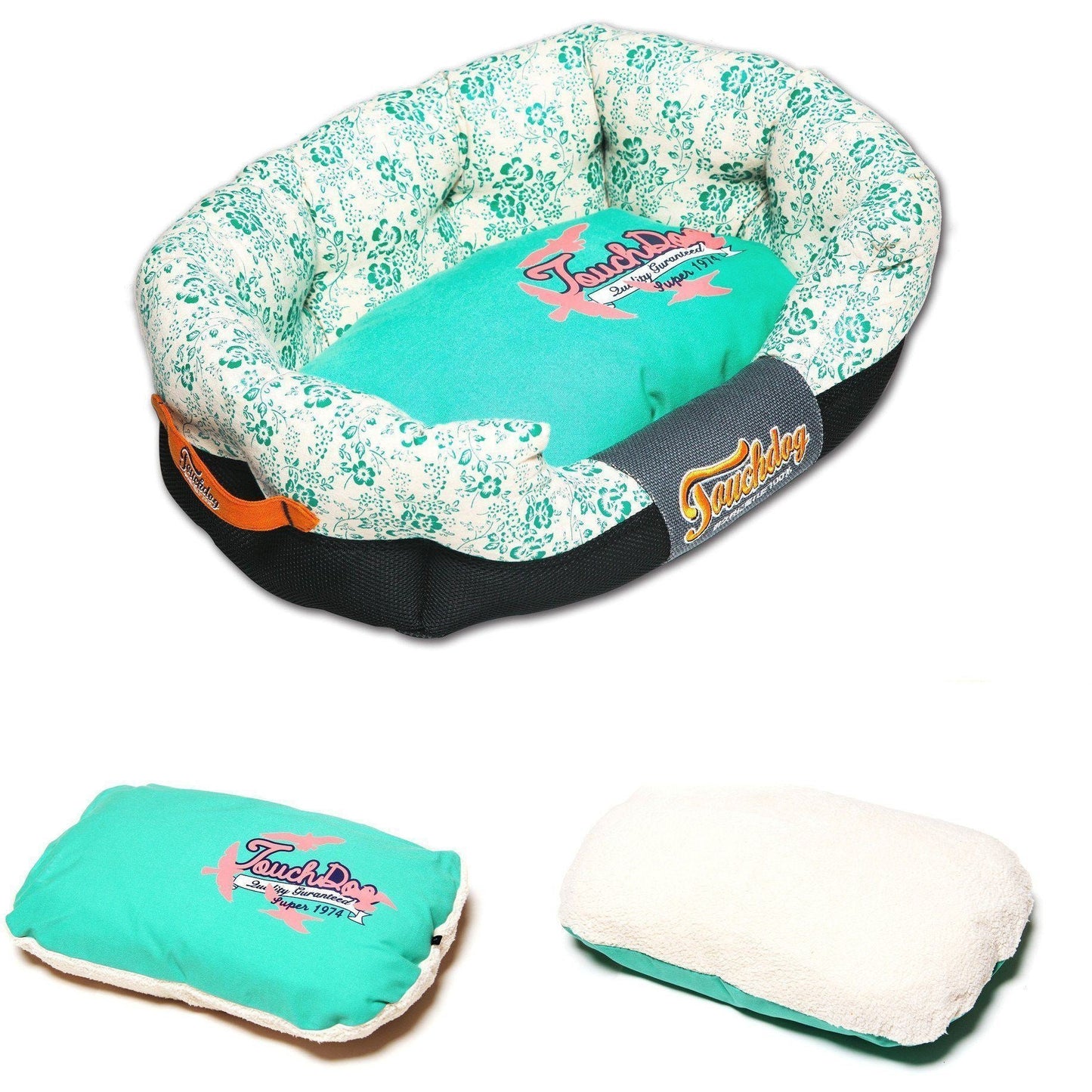 Designer Dog Bed | Touchdog ® Floral Ultra-Plush Rectangular Pet Mat  | Medium-Large