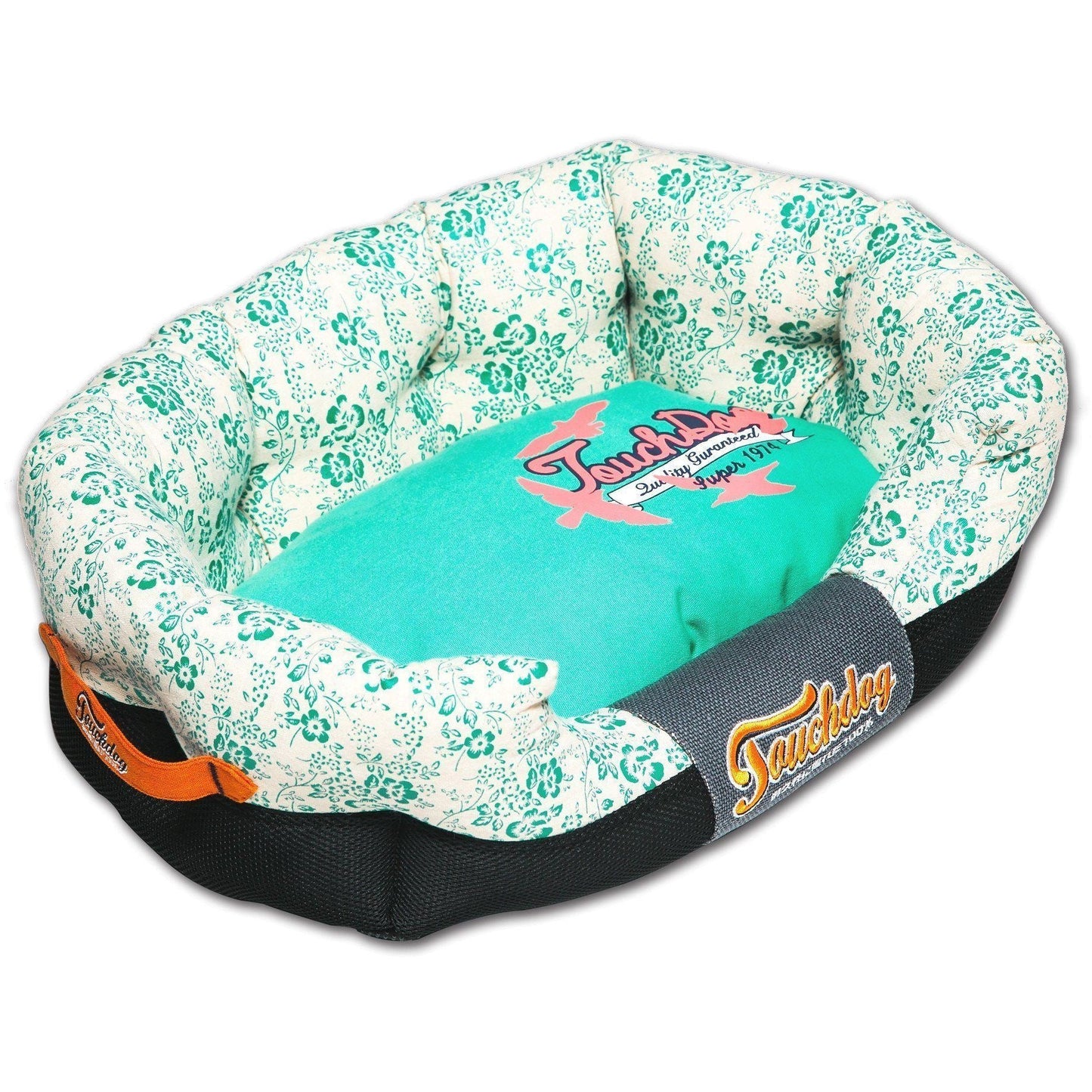 Designer Dog Bed | Touchdog ® Floral Ultra-Plush Rectangular Pet Mat  | Medium-Large