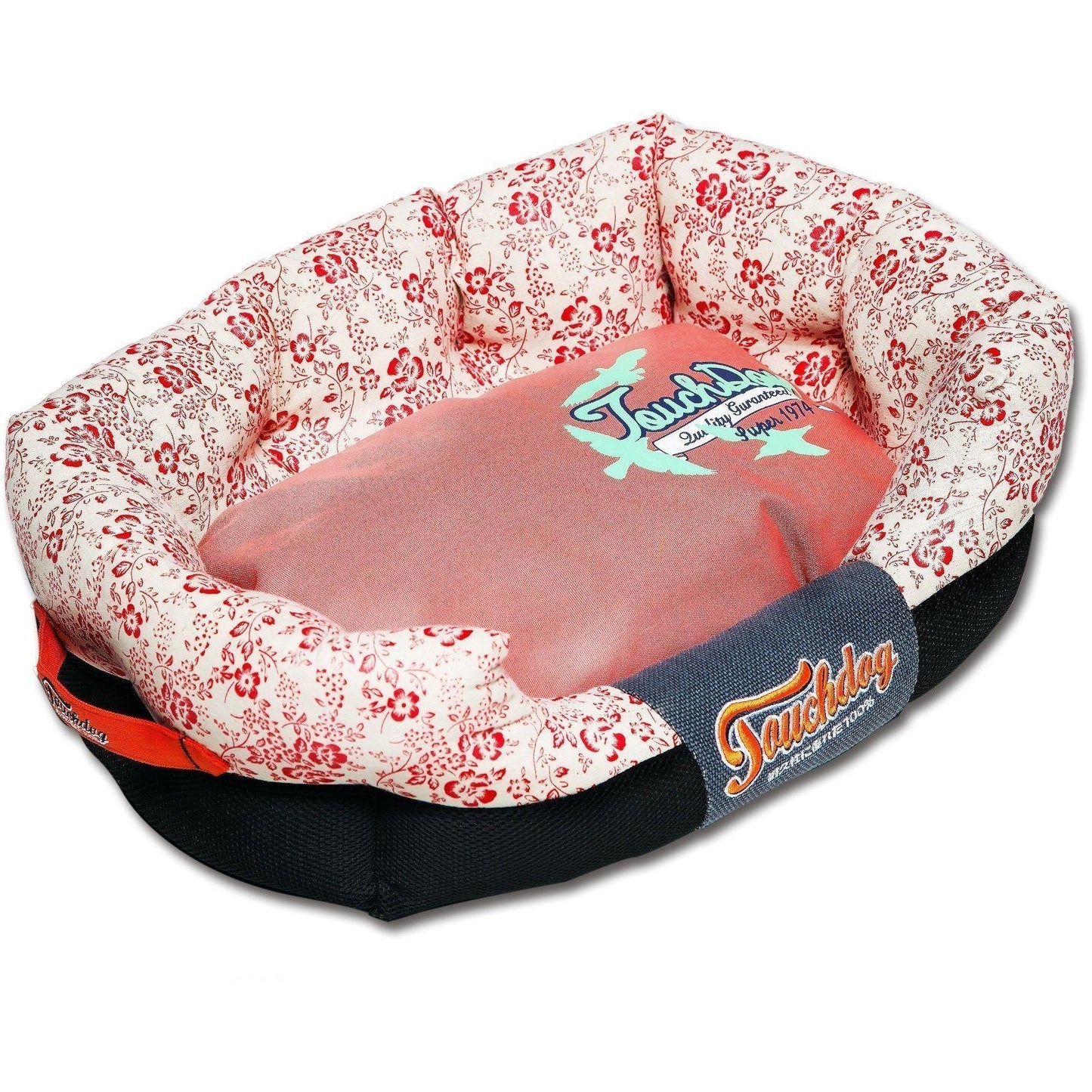 Designer Dog Bed | Touchdog ® Floral Ultra-Plush Rectangular Pet Mat  | Medium-Large