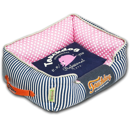 Rectangular Dog Bed | Polka-Dot Designer Cotton Pet Sofa