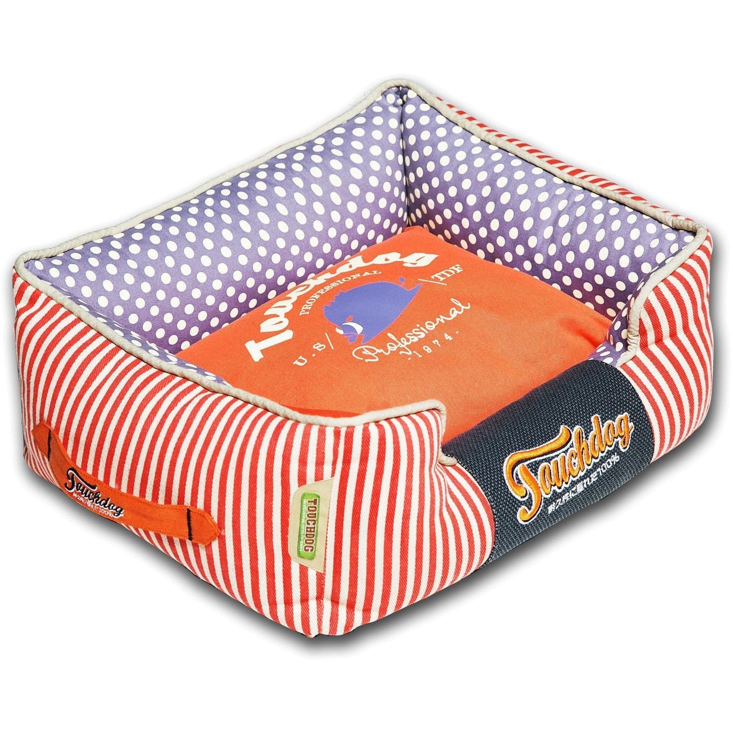 Rectangular Dog Bed | Polka-Dot Designer Cotton Pet Sofa