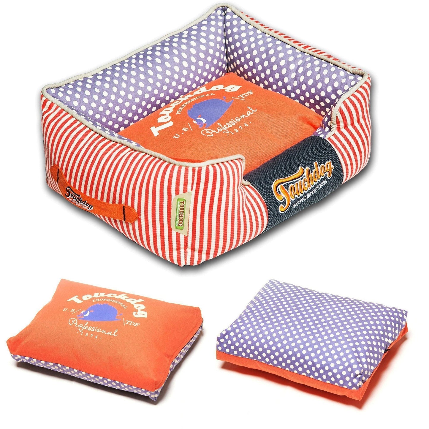 Rectangular Dog Bed | Polka-Dot Designer Cotton Pet Sofa