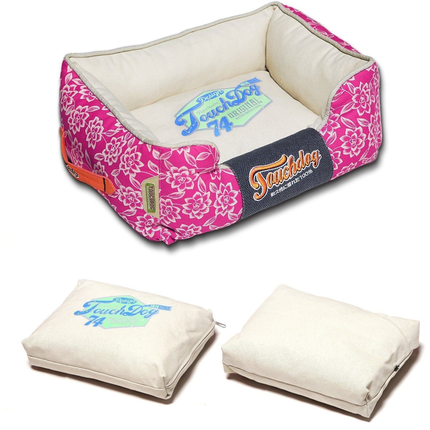 Designer Rectangular Dog Bed (Rose-Pedal) | Reversible Plush Pet Cushion | Touchdog ®