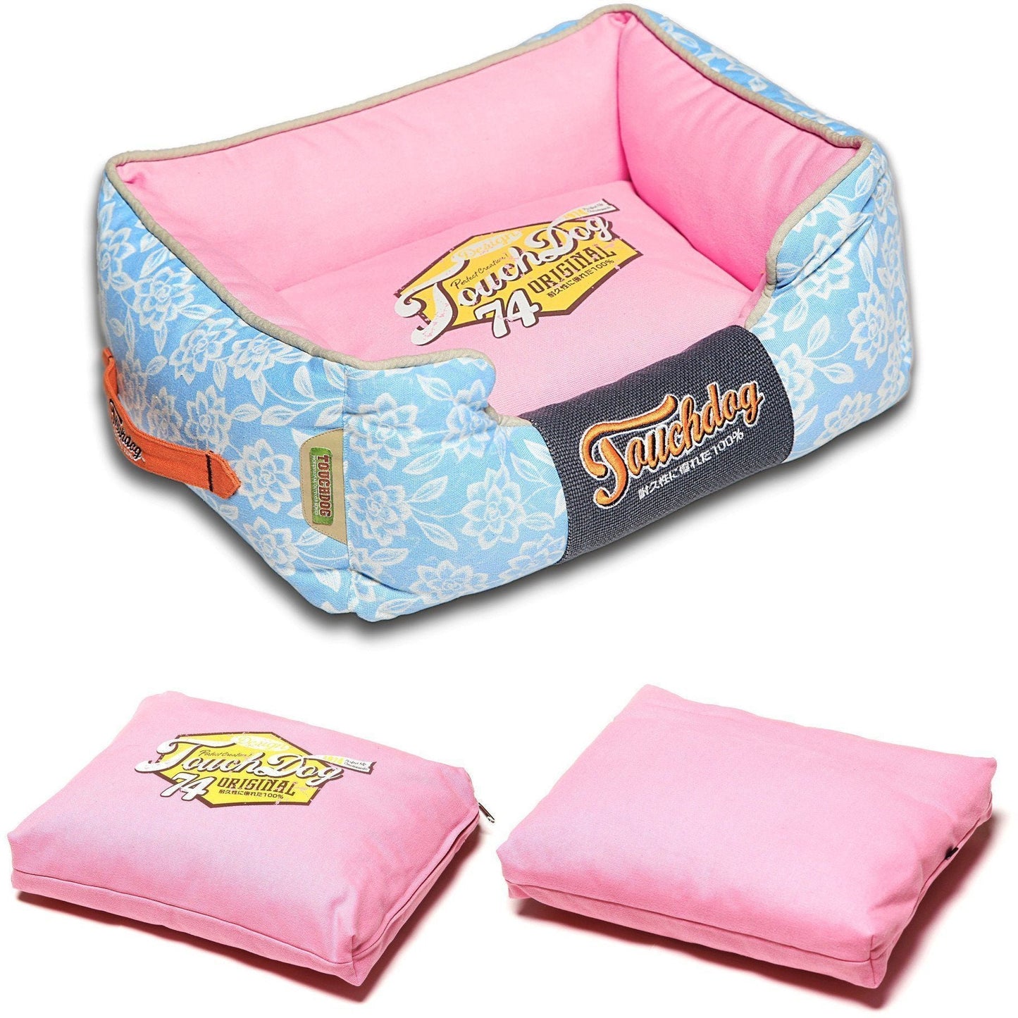 Designer Rectangular Dog Bed (Rose-Pedal) | Reversible Plush Pet Cushion | Touchdog ®