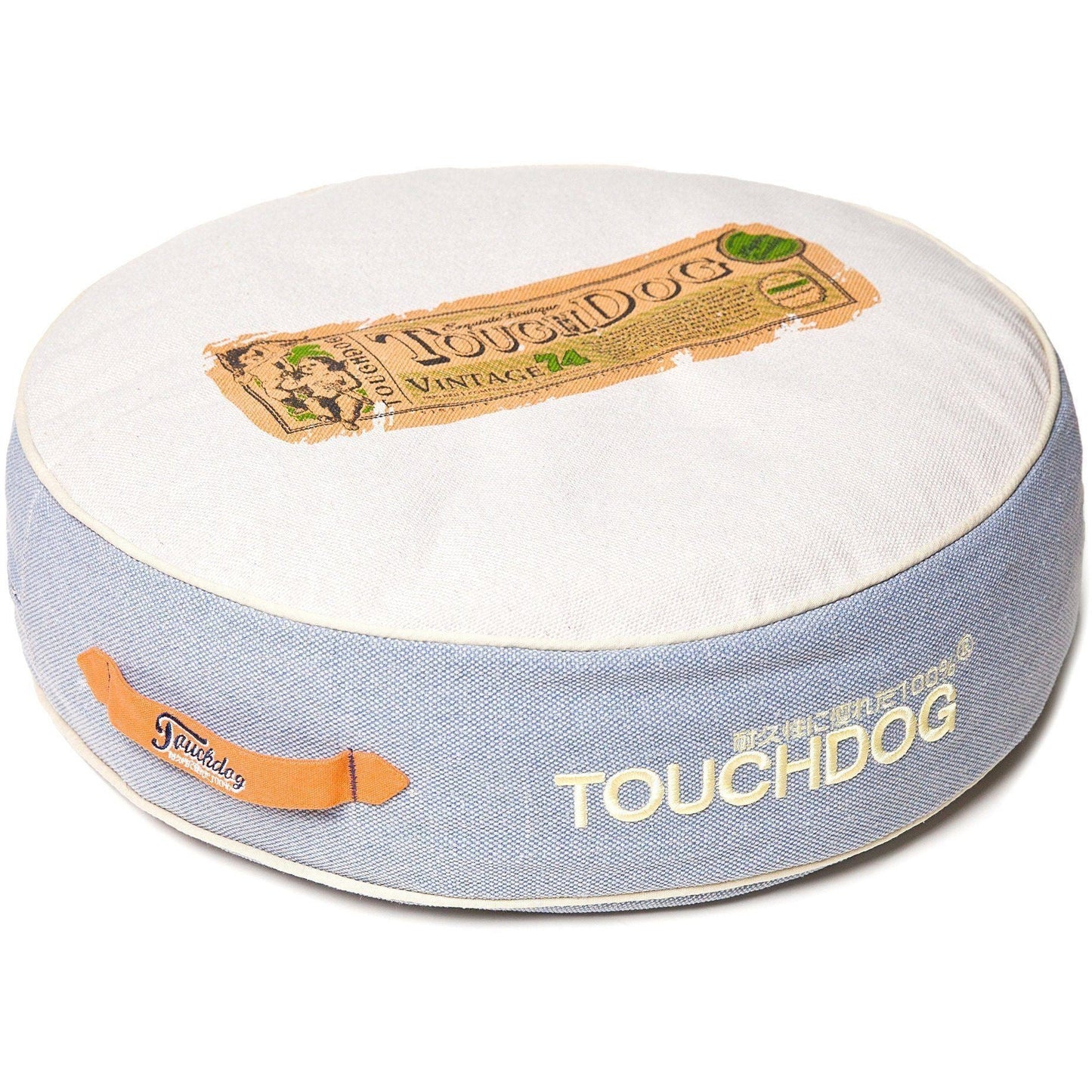 Designer Dog Bed | Touchdog ® Surround-View Rounded Denim Mat with High Sides | 25-Inch
