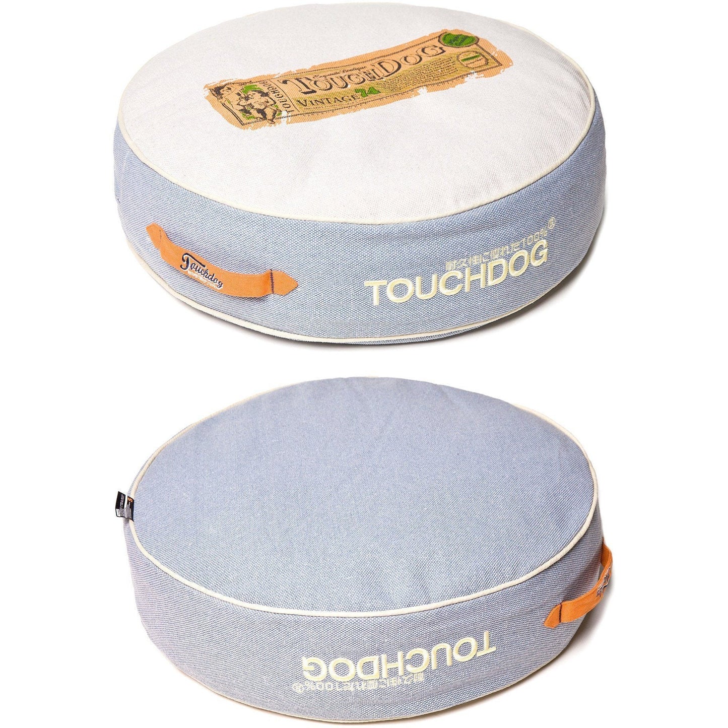 Designer Dog Bed | Touchdog ® Surround-View Rounded Denim Mat with High Sides | 25-Inch