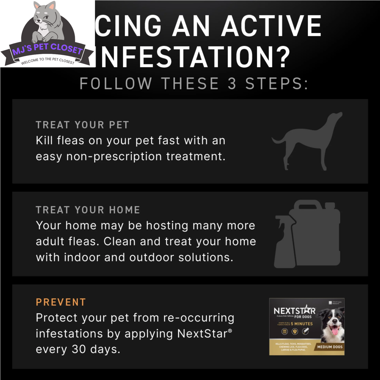 NEXTSTAR Flea and Tick Topical for Medium Dogs 23-44 lbs | 3-Month Supply 2-Pack