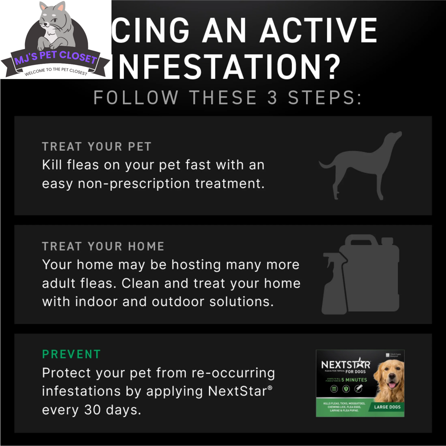 NEXTSTAR Flea and Tick Topical for Large Dogs 45-88 lbs | 3-Month Supply