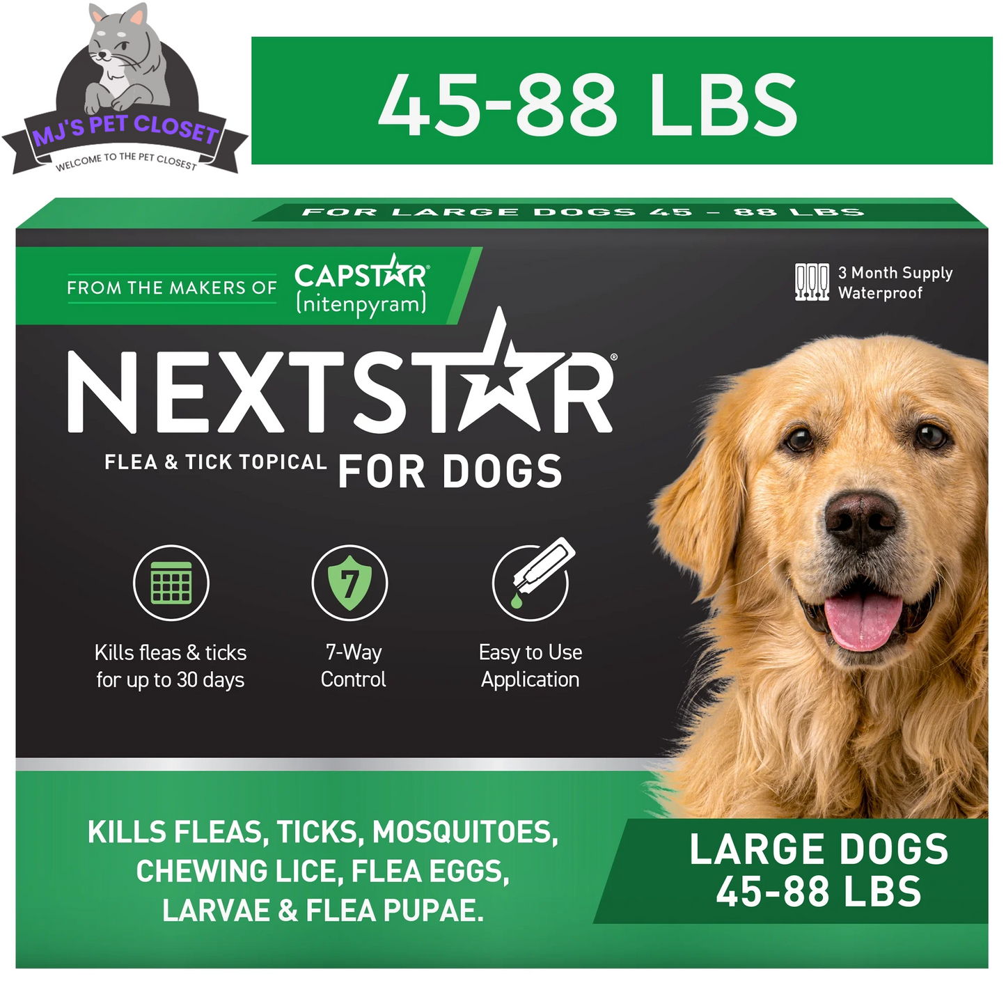 NEXTSTAR Flea and Tick Topical for Large Dogs 45-88 lbs | 3-Month Supply