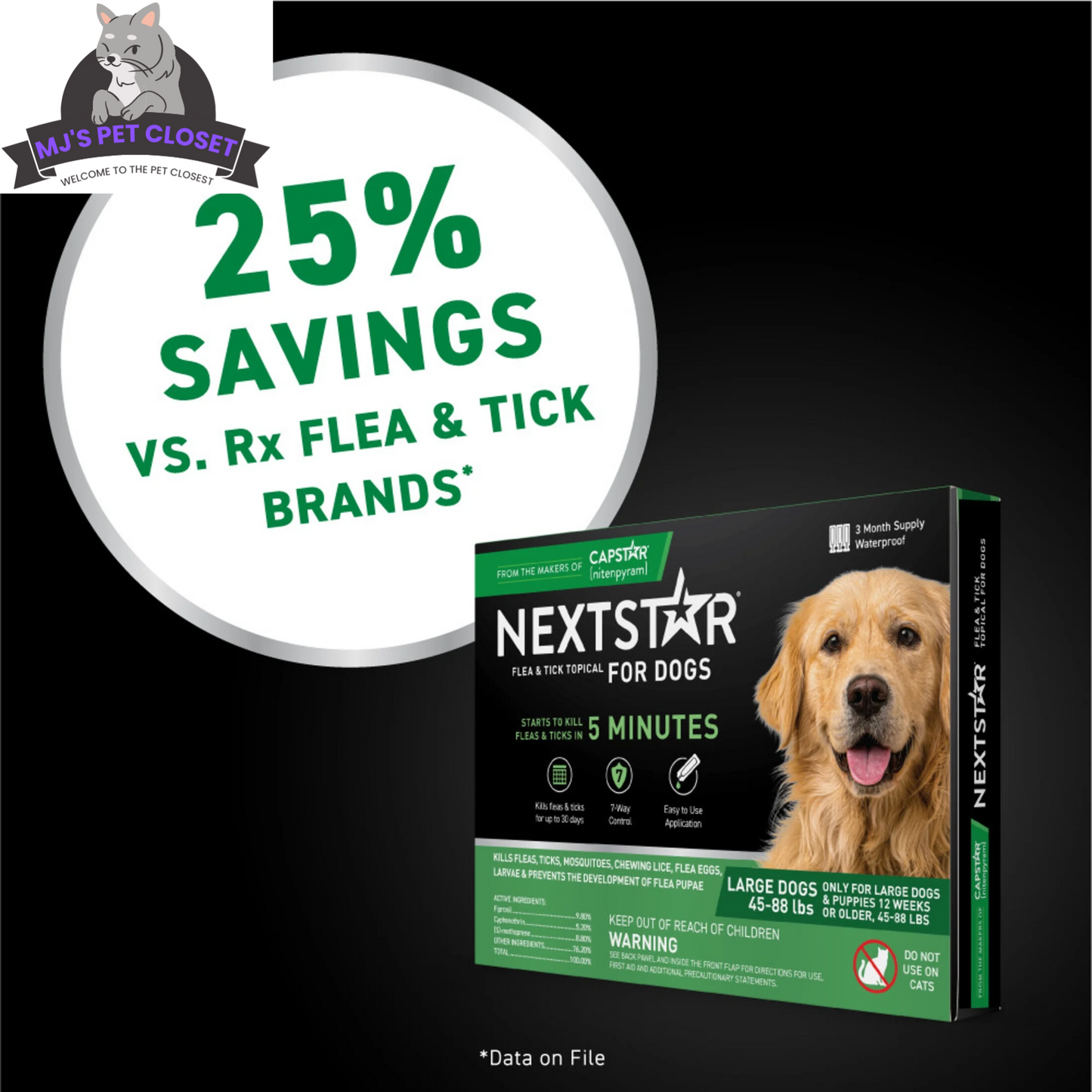 NEXTSTAR Flea and Tick Topical for Large Dogs 45-88 lbs | 3-Month Supply