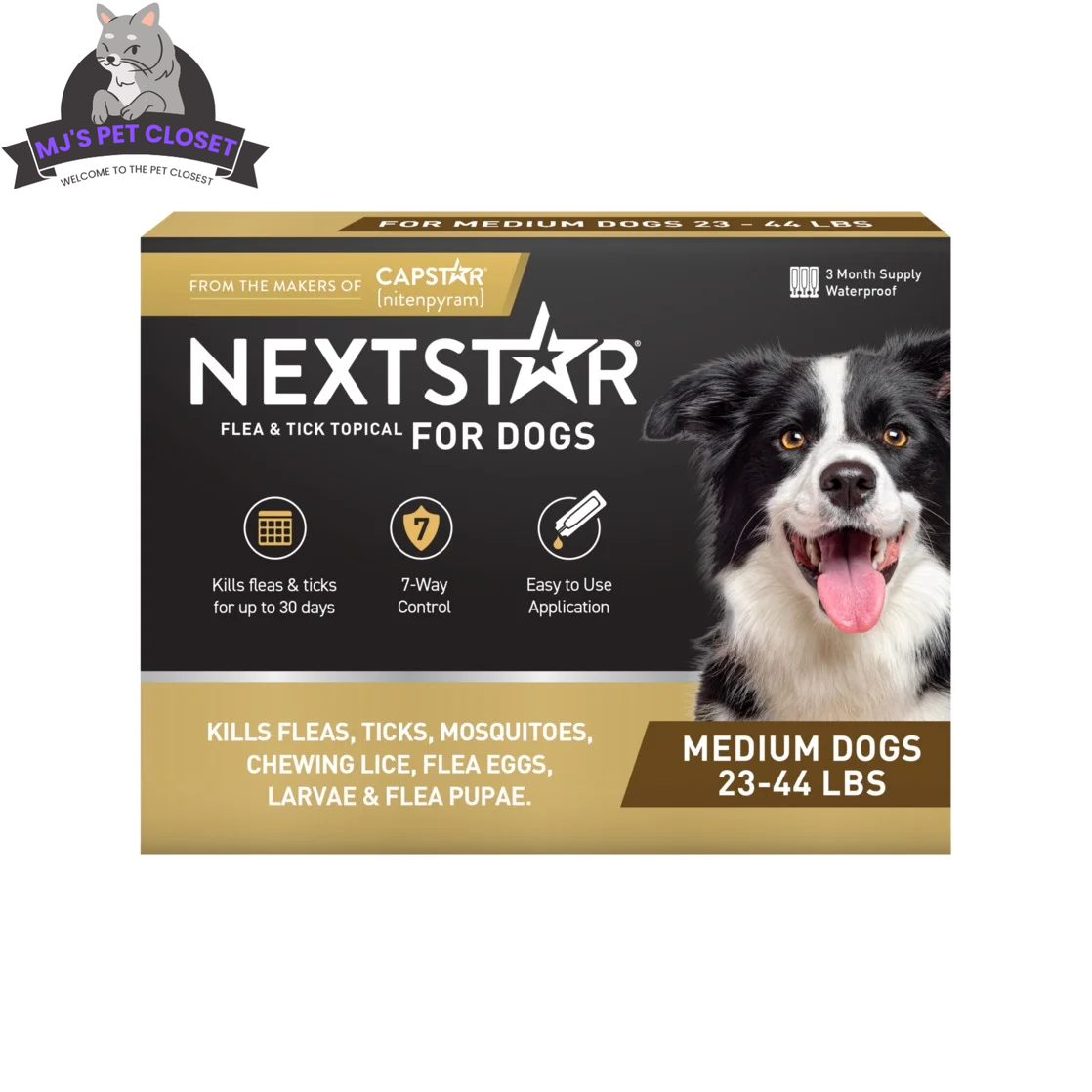NEXTSTAR Flea and Tick Topical for Medium Dogs 23-44 lbs | 3-Month Supply 2-Pack