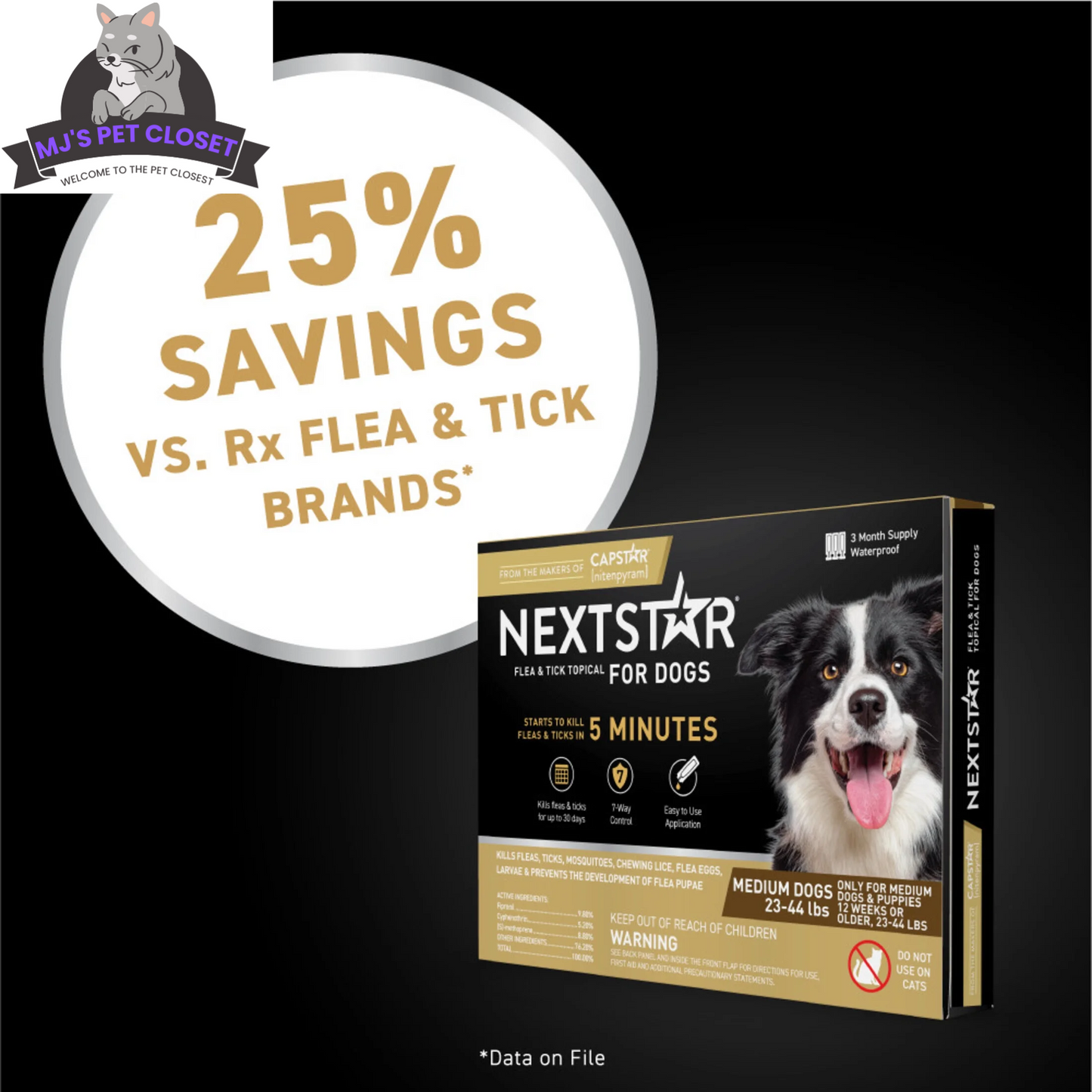 NEXTSTAR Flea and Tick Topical for Medium Dogs 23-44 lbs | 3-Month Supply 2-Pack