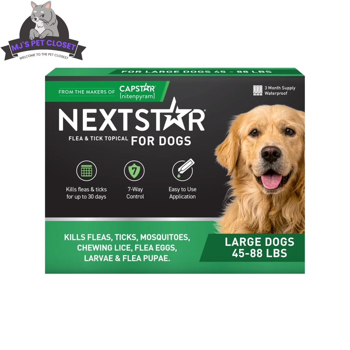 NEXTSTAR Flea and Tick Topical for Large Dogs 45-88 lbs | 3-Month Supply