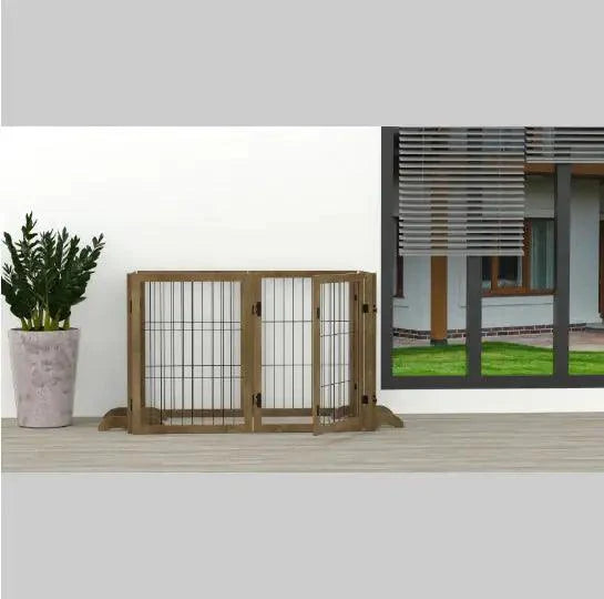Extra Wide 144" Freestanding Pet Gate | 6-Panel Dog Fence with Door