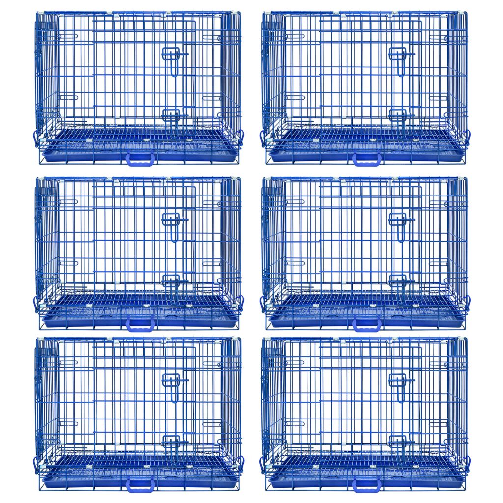 30" Collapsible Blue Dog Crate | Double Door Wire Kennel