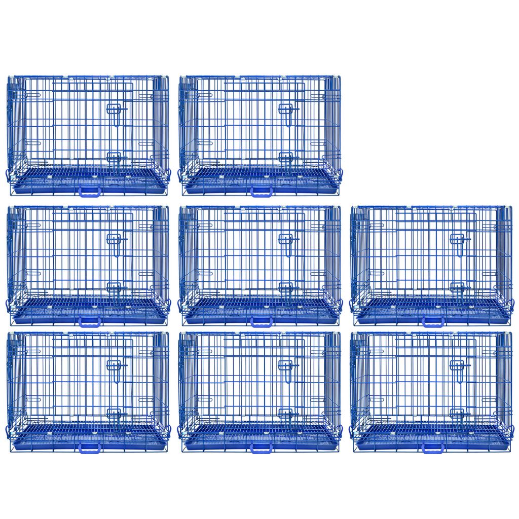 30" Collapsible Blue Dog Crate | Double Door Wire Kennel